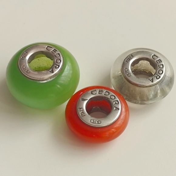 Tedora Jewelry - Tedora Murano Glass Charms Lot 4 Red Green Clear 925 Sterling Silver Italian